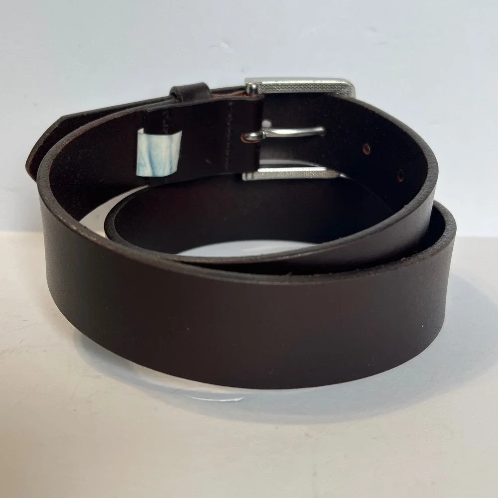 Gap Mens Dark Brown Cow Leather Belt Made in USA Silver Buckle 28